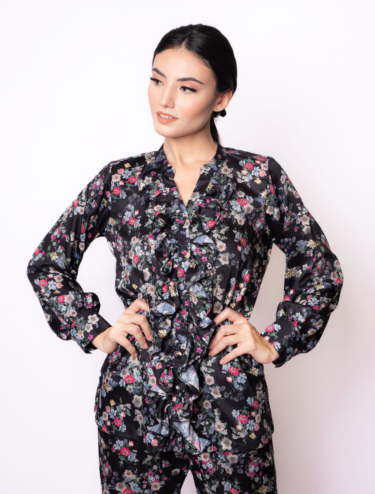 Charcoal Floral Printed Co-ord Set