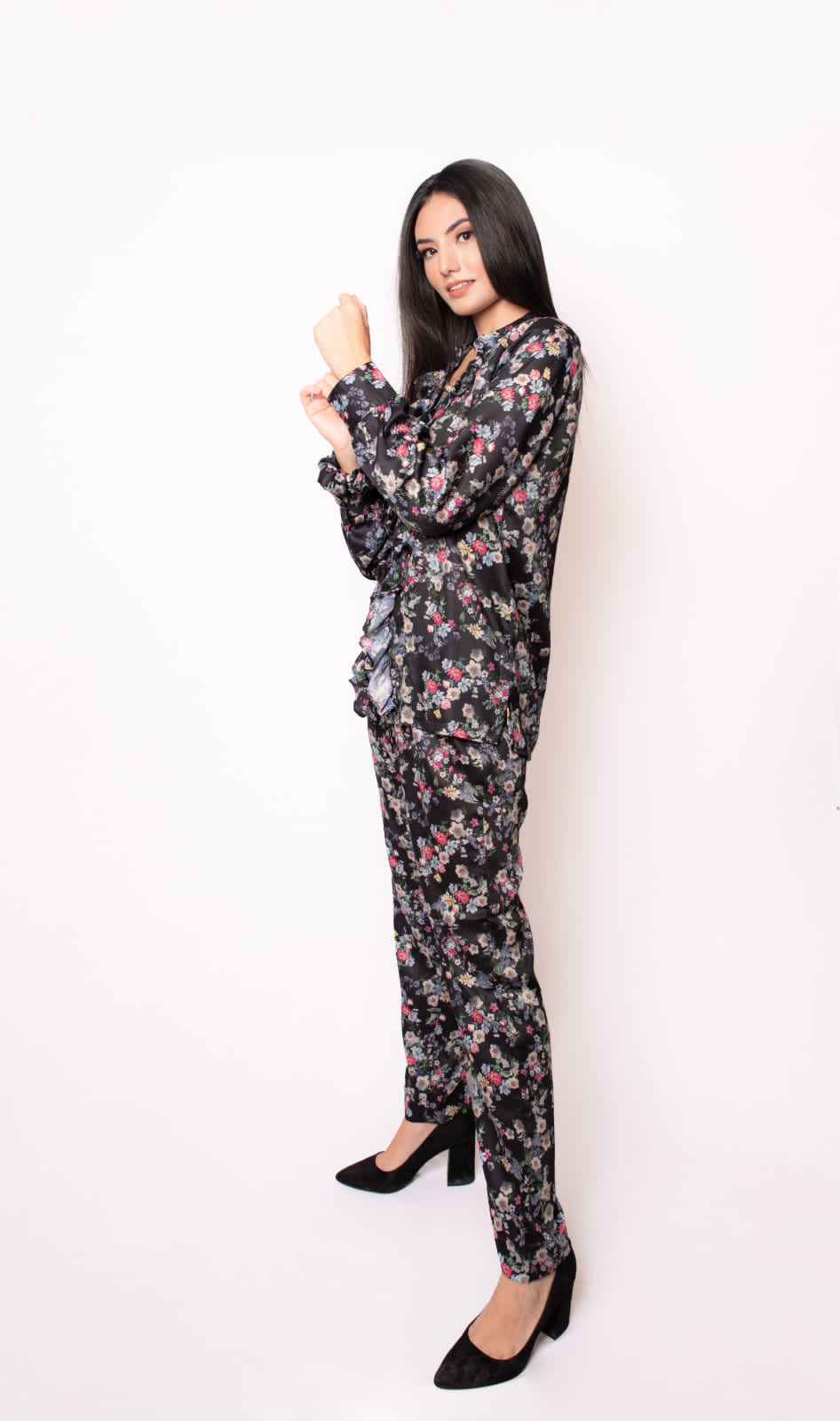 Charcoal Floral Printed Co-ord Set