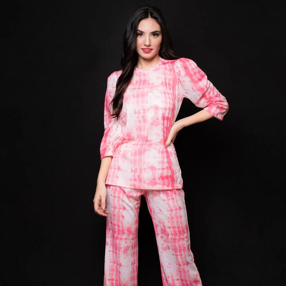 Pink pop loungewear Top and pyjama set