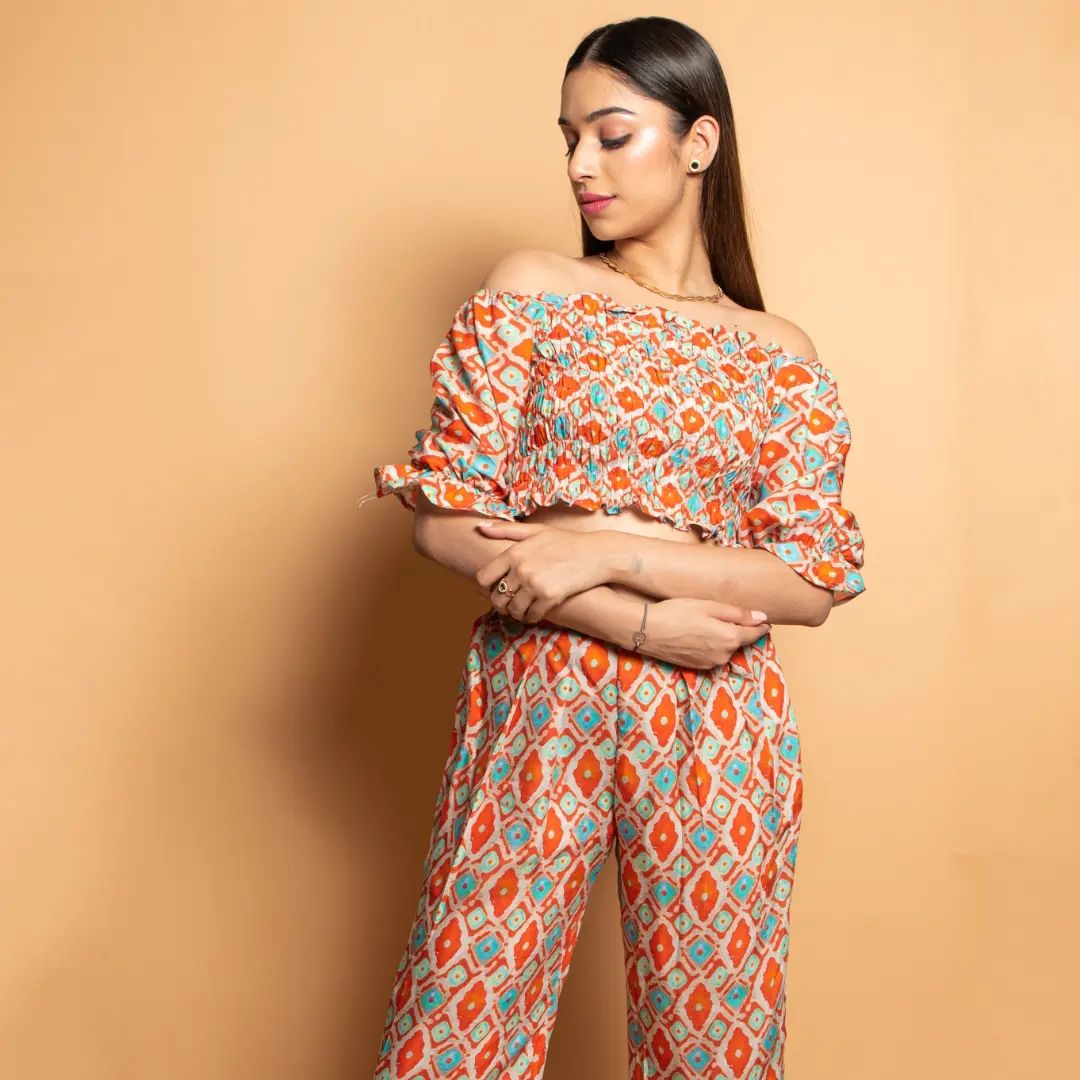 Smoke crop top and pants in premium viscose Rayon