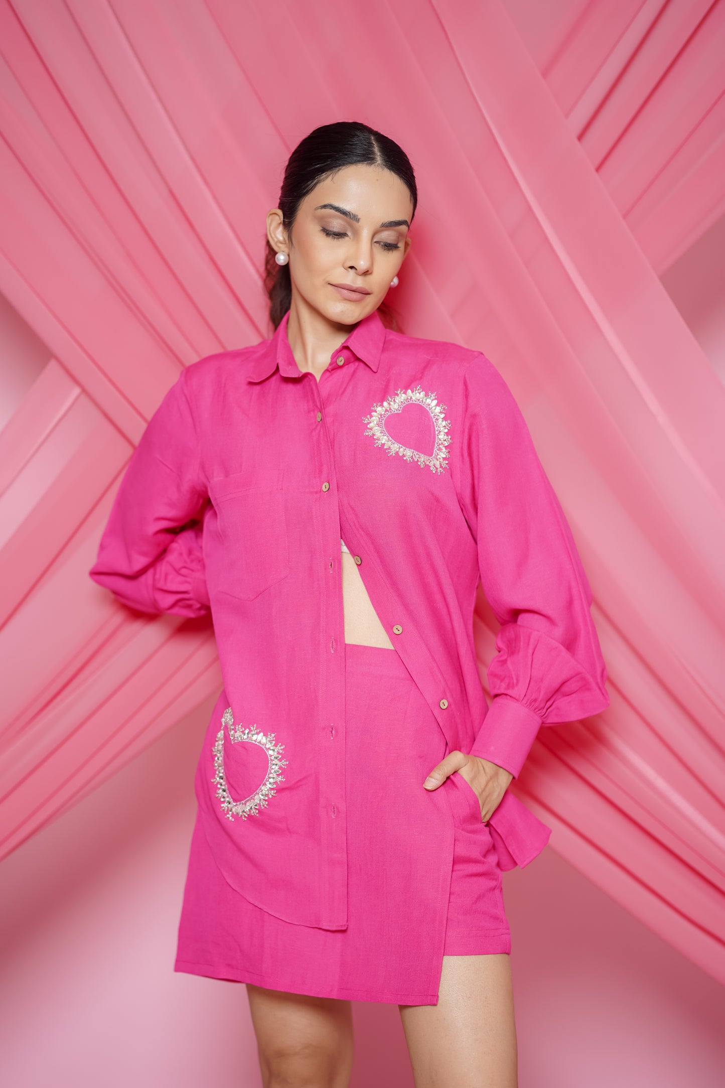 Amour Heart Co-ord Set In Fuchsia