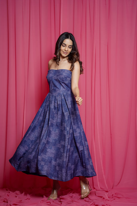 Lola Midi Blue Corset Dress