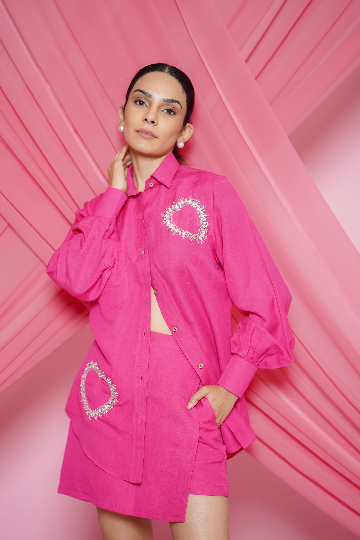Amour Heart Co-ord Set In Fuchsia