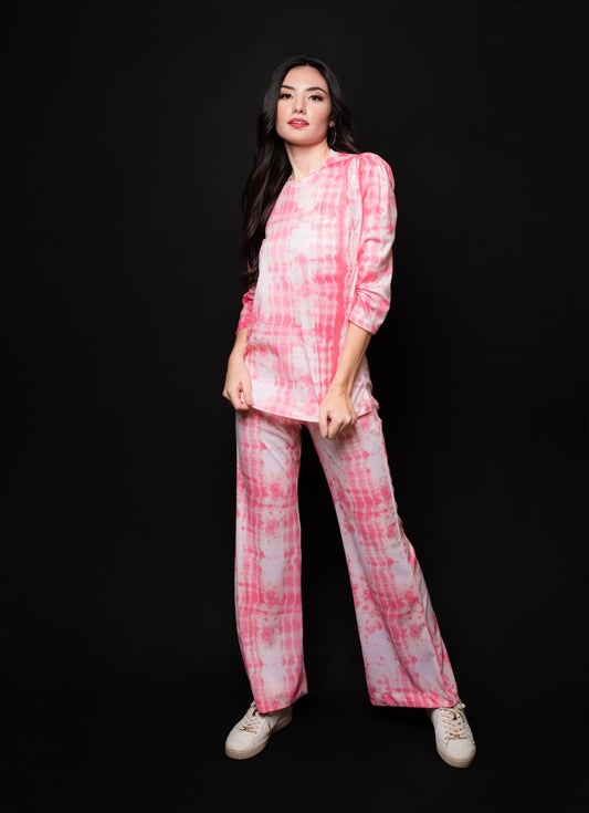 Pink pop loungewear Top and pyjama set