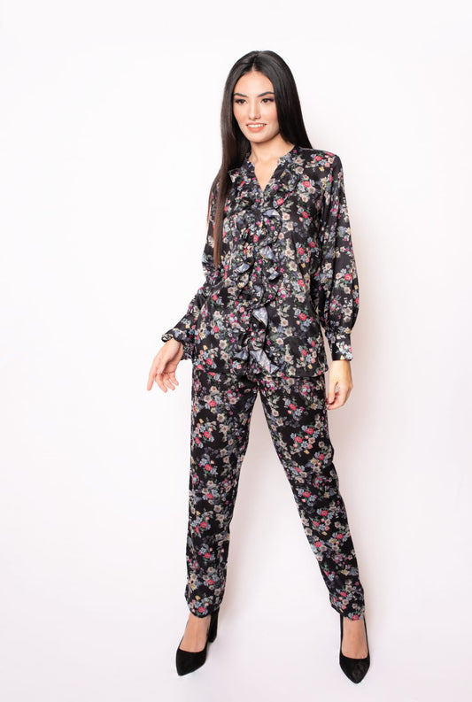 Charcoal Floral Printed Co-ord Set
